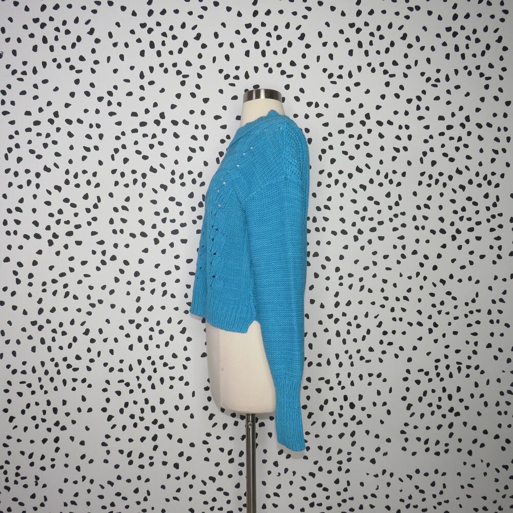 Free People Blue Bell Song Pullover Knit Cropped Sweater - Picture 6 of 12